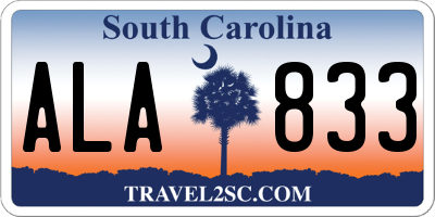 SC license plate ALA833