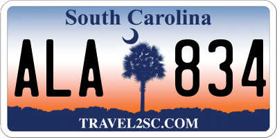 SC license plate ALA834