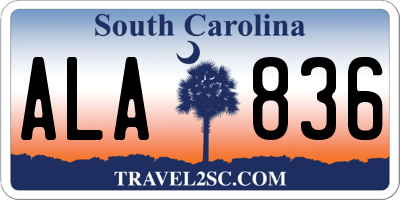 SC license plate ALA836