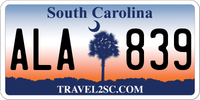SC license plate ALA839