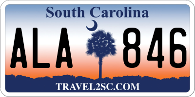 SC license plate ALA846