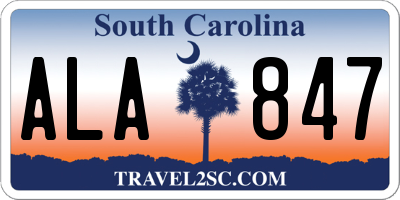 SC license plate ALA847