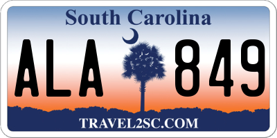 SC license plate ALA849