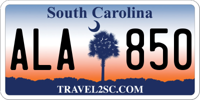 SC license plate ALA850