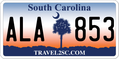SC license plate ALA853