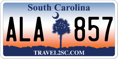 SC license plate ALA857