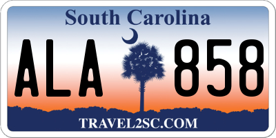 SC license plate ALA858