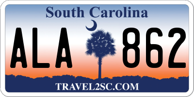 SC license plate ALA862