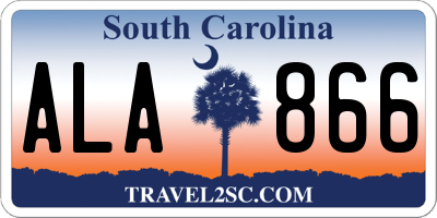 SC license plate ALA866