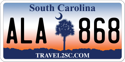 SC license plate ALA868