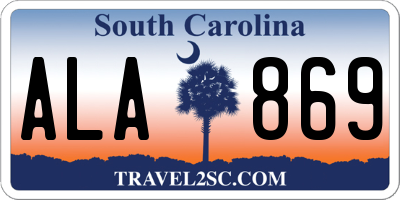 SC license plate ALA869