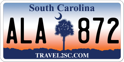 SC license plate ALA872