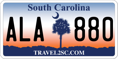 SC license plate ALA880