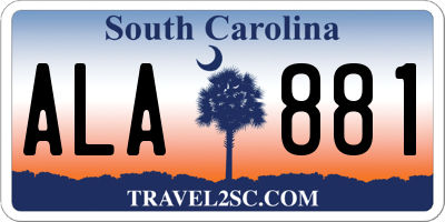 SC license plate ALA881