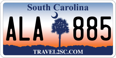 SC license plate ALA885