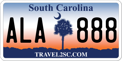 SC license plate ALA888