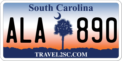 SC license plate ALA890