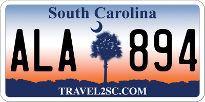 SC license plate ALA894
