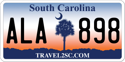 SC license plate ALA898