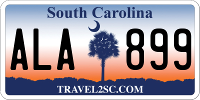 SC license plate ALA899