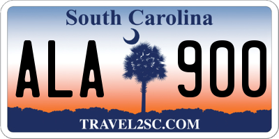 SC license plate ALA900