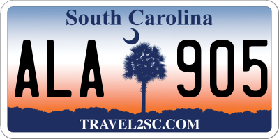 SC license plate ALA905