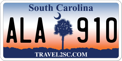 SC license plate ALA910
