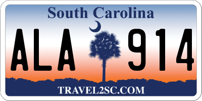 SC license plate ALA914