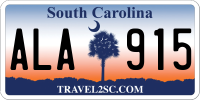 SC license plate ALA915