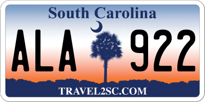 SC license plate ALA922