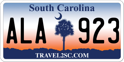 SC license plate ALA923