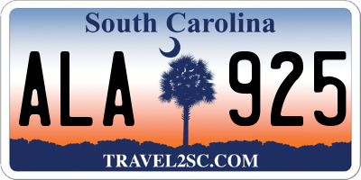 SC license plate ALA925