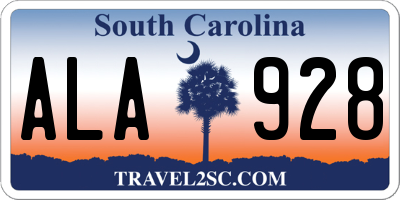 SC license plate ALA928