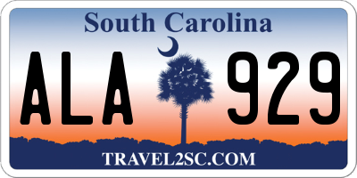 SC license plate ALA929