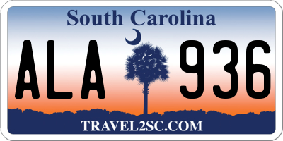 SC license plate ALA936