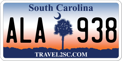 SC license plate ALA938
