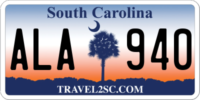 SC license plate ALA940