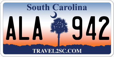 SC license plate ALA942