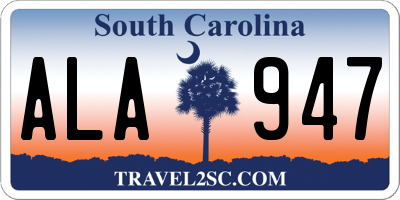 SC license plate ALA947