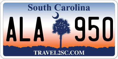 SC license plate ALA950