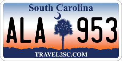 SC license plate ALA953