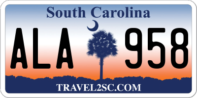 SC license plate ALA958