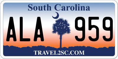 SC license plate ALA959