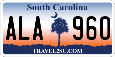 SC license plate ALA960