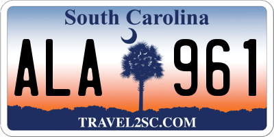SC license plate ALA961