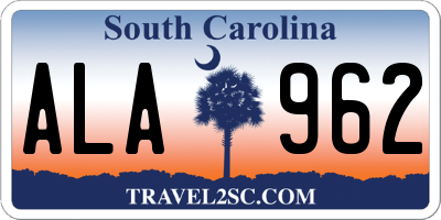 SC license plate ALA962