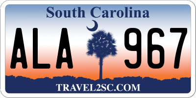 SC license plate ALA967