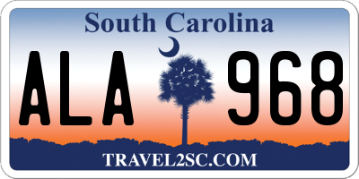 SC license plate ALA968
