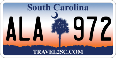 SC license plate ALA972