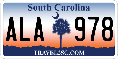 SC license plate ALA978